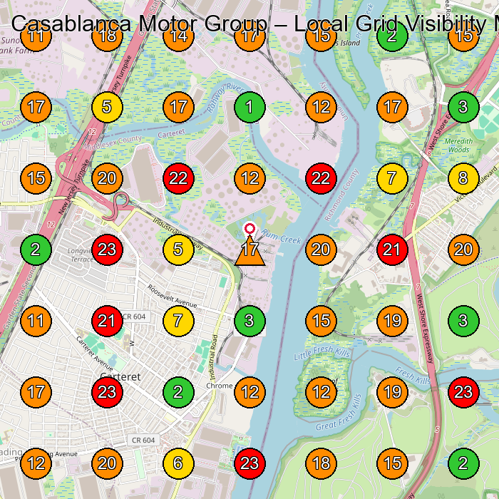 Casablanca Motor Group Vendeur De Voitures D'Occasion GeoGrid ranking map for Carteret NJ